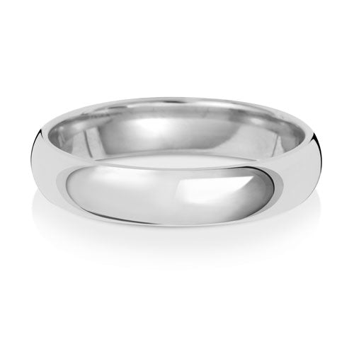 Traditional Court Wedding Band 4mm in white gold, lying flat