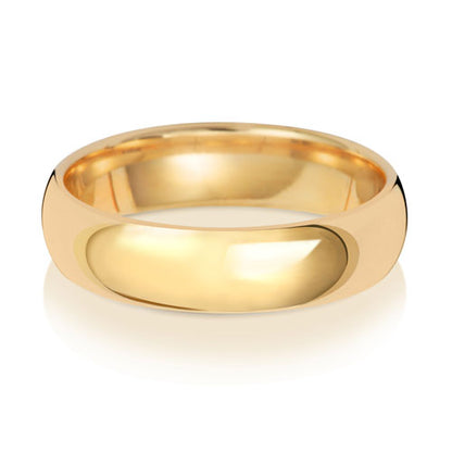 Traditional Court Wedding Band 5mm in yellow gold, lying flat