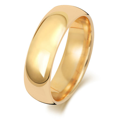 Plain Traditional Court Wedding Band · 6mm in 9ct yellow gold