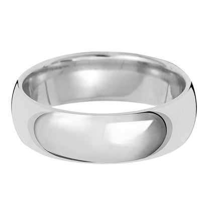 Traditional Court Wedding Band 6mm in white gold, lying flat