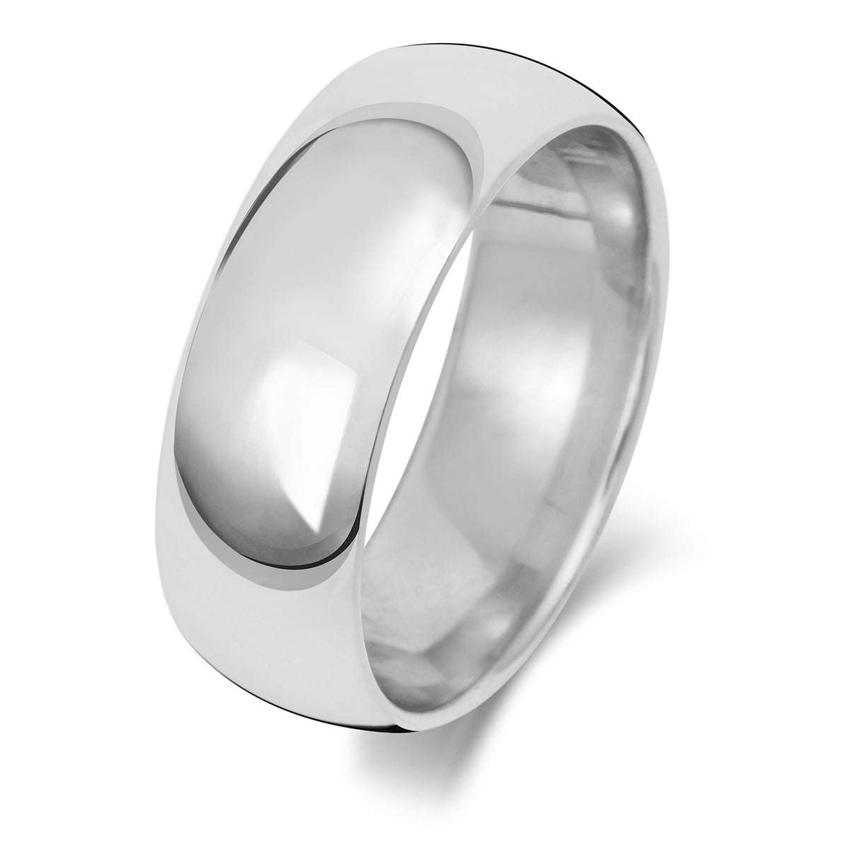 Plain Traditional Court Wedding Band · 7mm in 9ct white gold