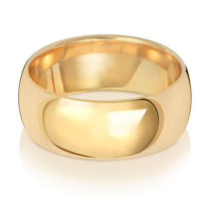 Traditional Court Wedding Band 8mm in yellow gold, lying flat