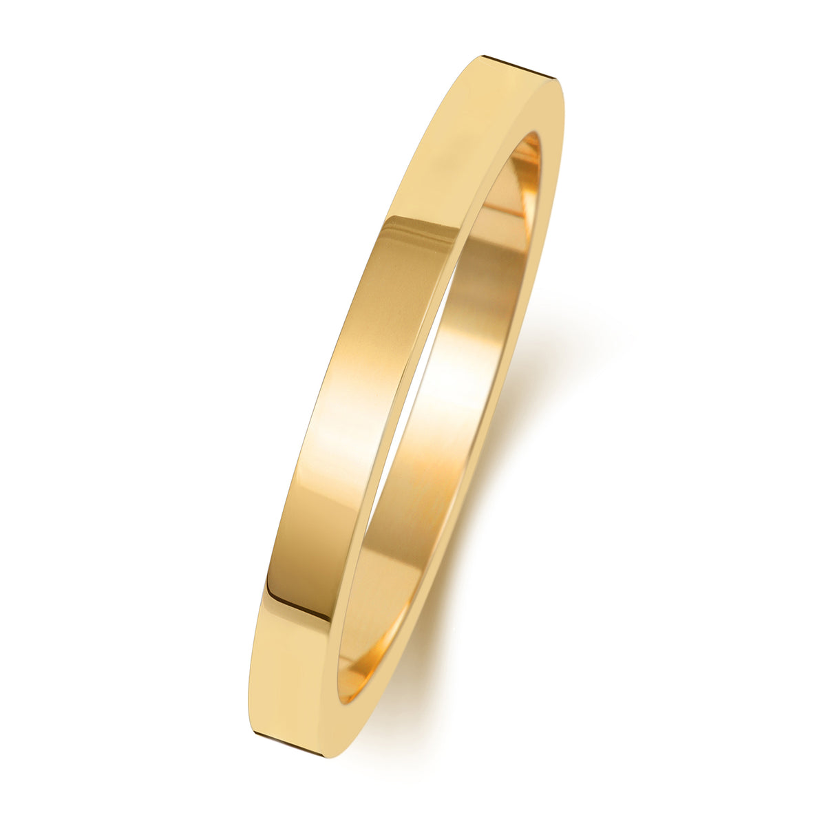 Plain Flat Profile Wedding Band · 2mm in 9ct yellow gold