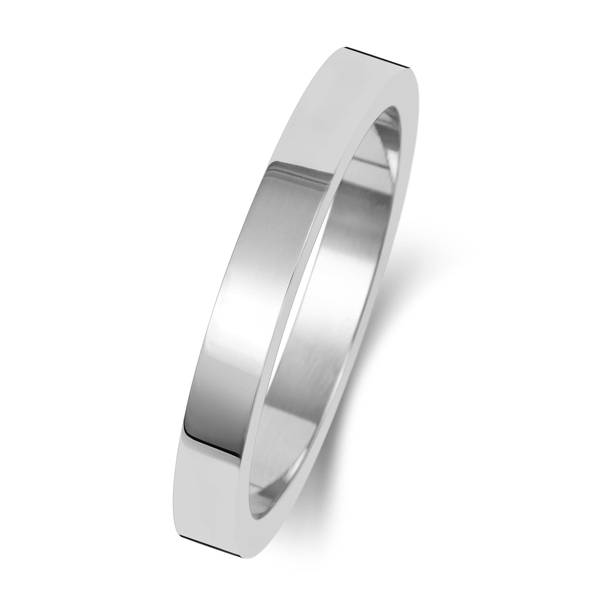Plain Flat Profile Wedding Band · 2.5mm in 9ct white gold