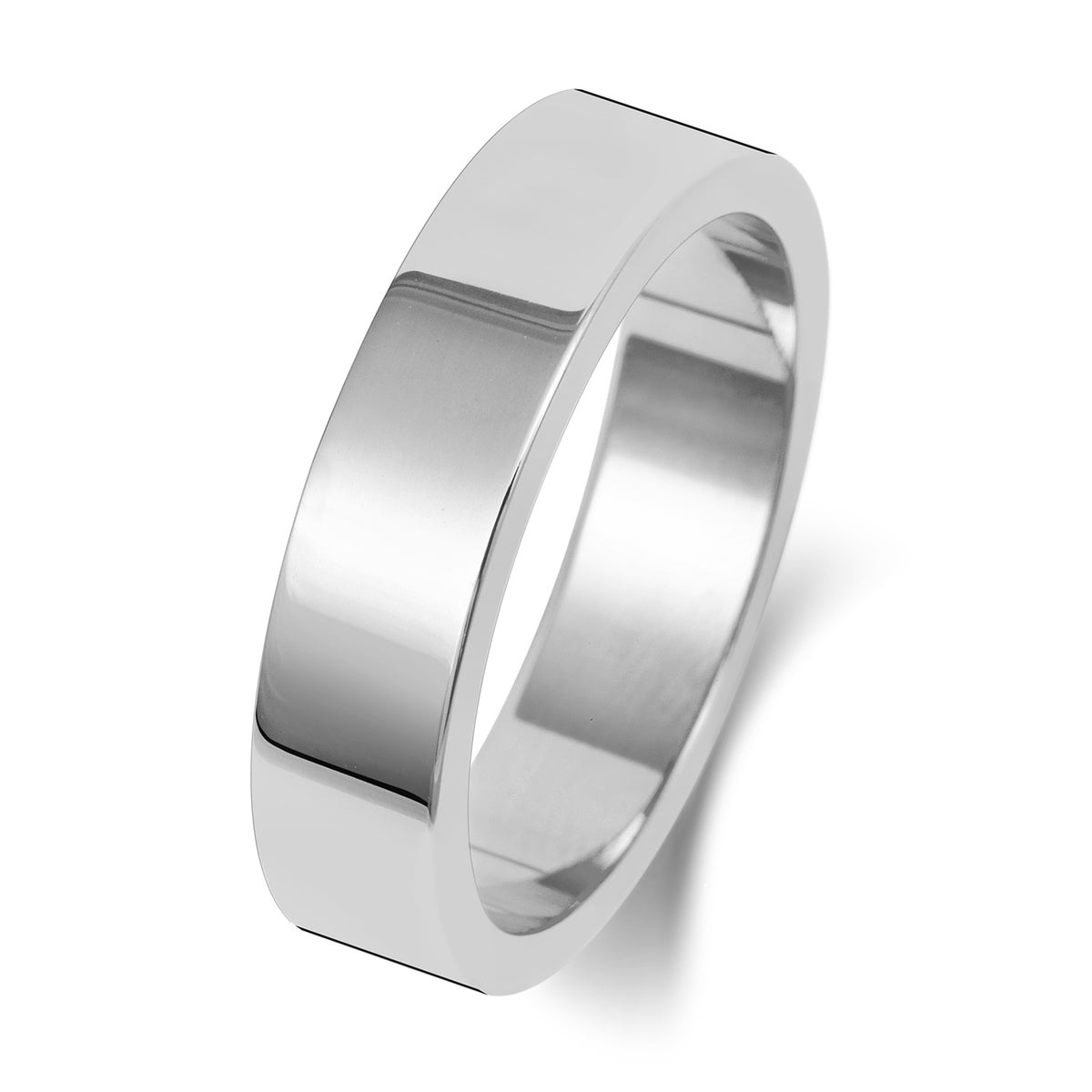 Plain Flat Profile Wedding Band · 5mm in 9ct white gold