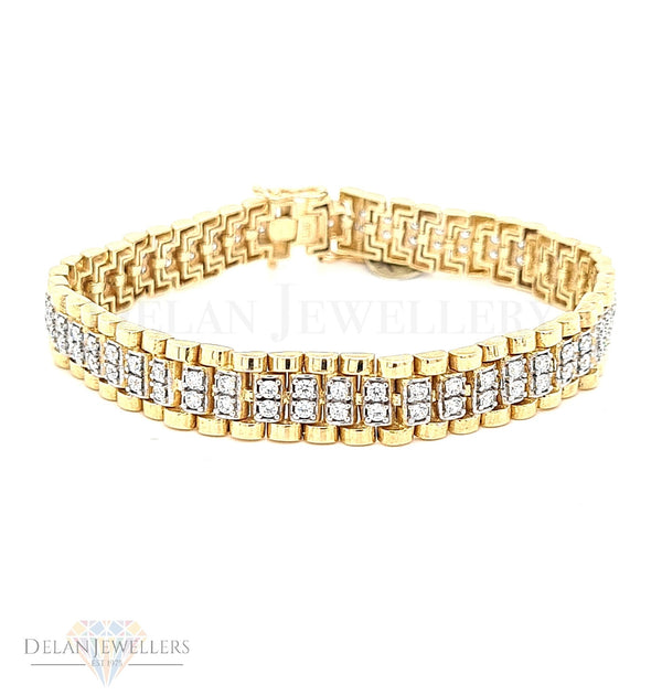 9ct Presidential 9mm Bracelet with stones