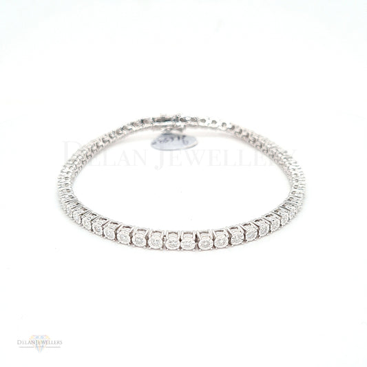 White Gold Diamond Tennis Bracelet - 1.02ct