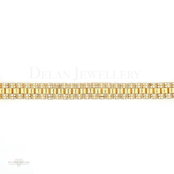 9ct Presidential 12mm Bracelet with outside stones
