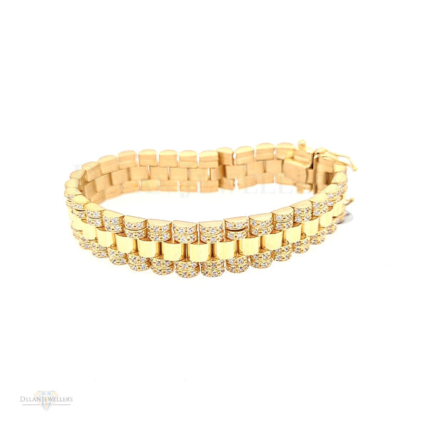 9ct Presidential 12mm Bracelet with outside stones