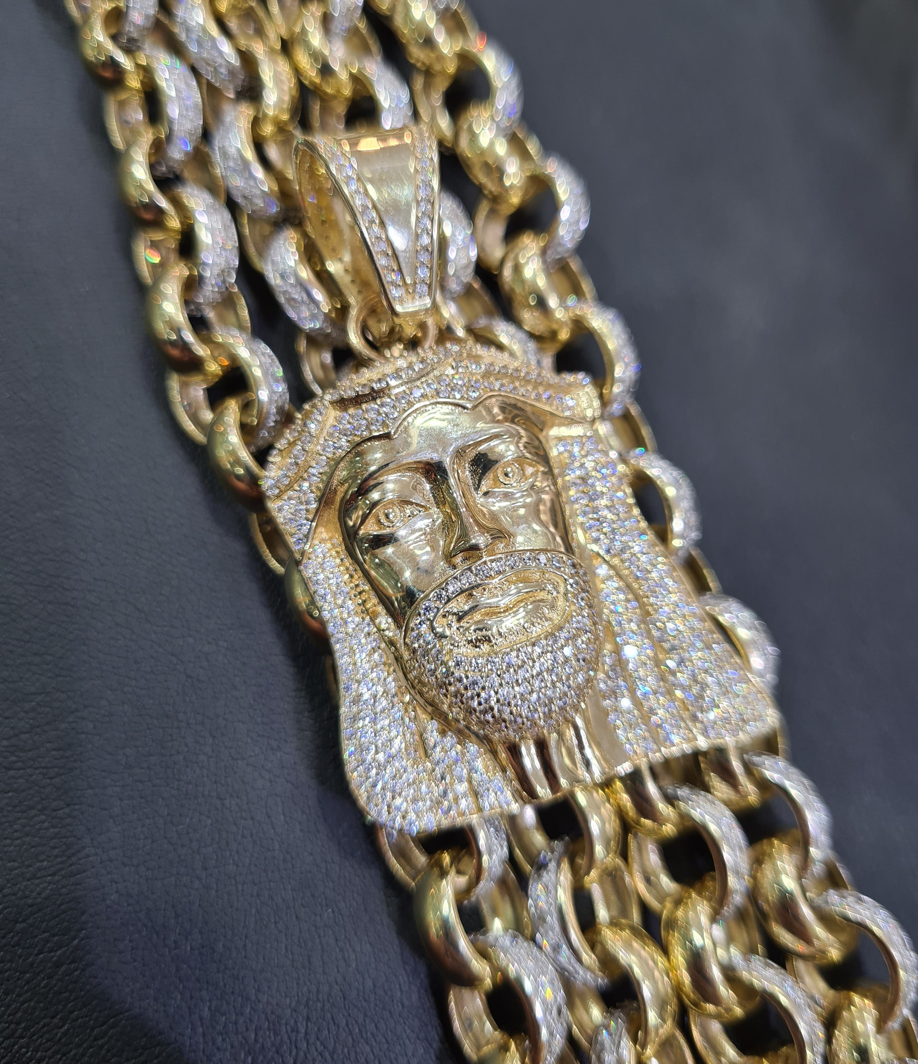 Jesus Head Pendant with CZ Stones