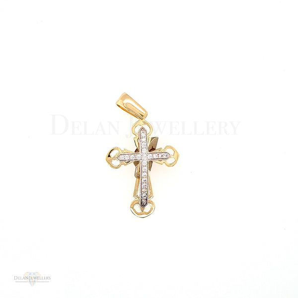 9ct Yellow Gold Cross with CZ stones