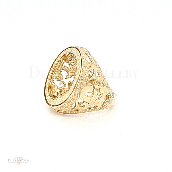 9ct Half Sovereign Mount Ring with sterling pound design