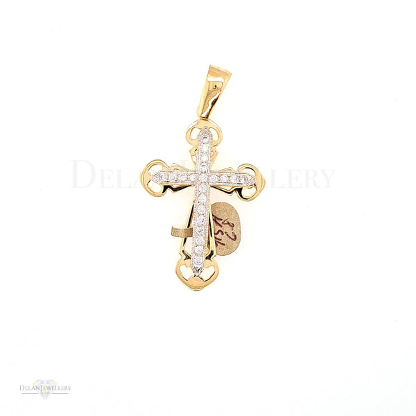 9ct Yellow Gold Cross with CZ stones