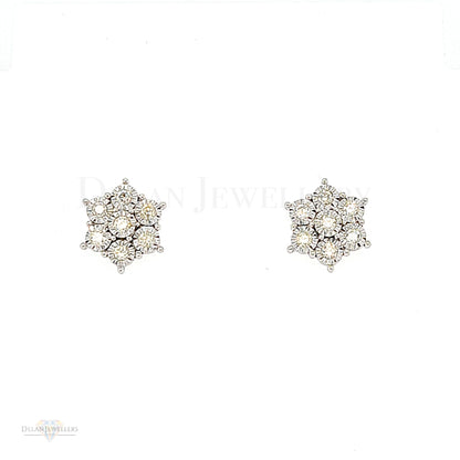 White Gold Daisy Diamond Earrings