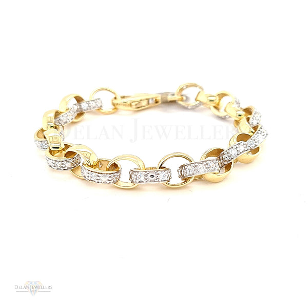 9ct Yellow Gold Children's Belcher Bracelet with stones