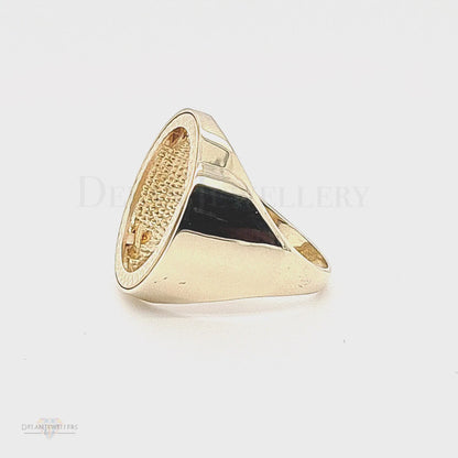 9ct Full Sovereign Mount Ring with solid sides