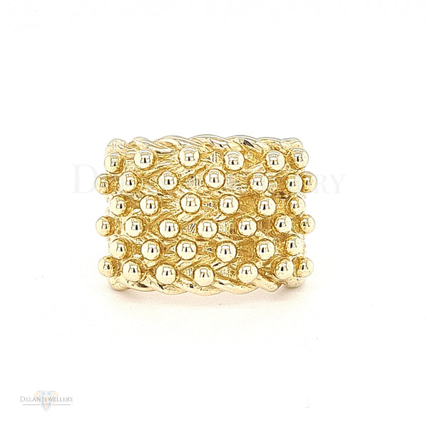 9ct Gold 6 Row Keeper Ring -18g