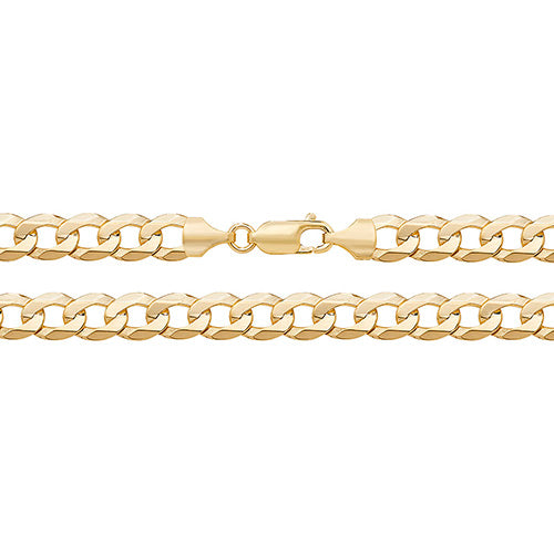 9ct Yellow Gold Flat Bevelled Curb Chain - 8mm