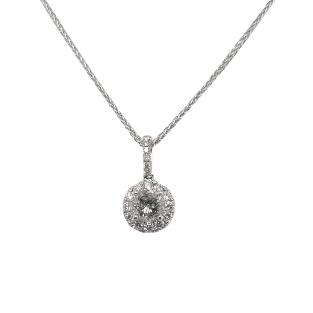 18ct White Gold Diamond Halo Pendant 0.84ct