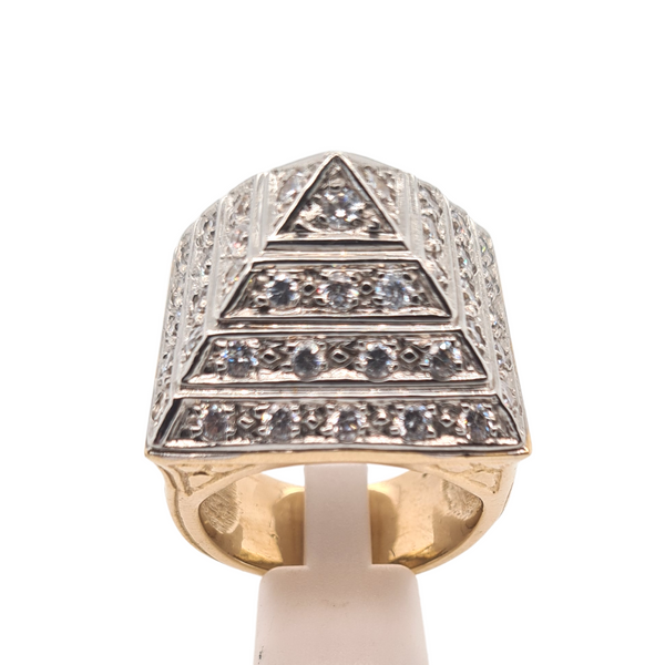 Gents Pyramid Ring with CZ Stones 49g