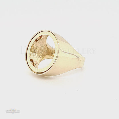 9ct Half Sovereign Mount Ring with solid sides 6.5g