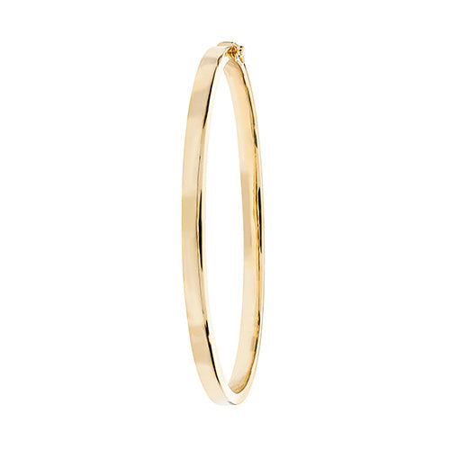 9Ct Gold Square Tube Hinged Bangle - BN087