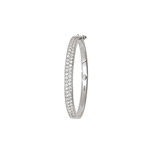 9Ct White Gold Babies' Cz 2 Row Bangle - BN248W