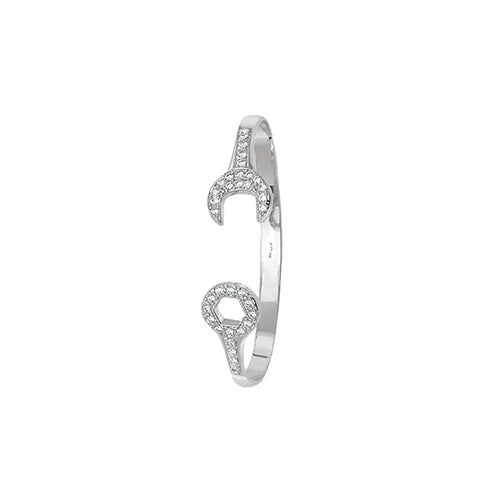 9Ct White Gold Babies' Cz Spanner Bangle - BN343W