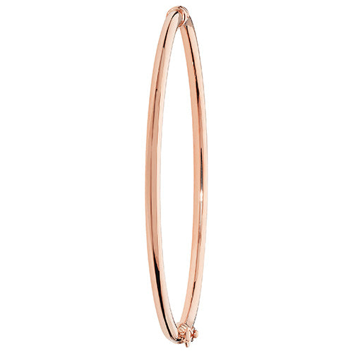 9Ct Rose Gold Plain Hinged Bangle - BN375R