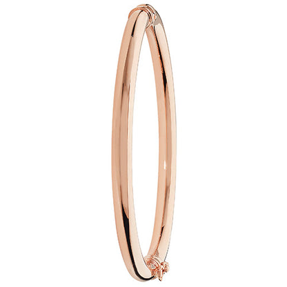 9Ct Rose Gold Plain Hinged Bangle - BN375R