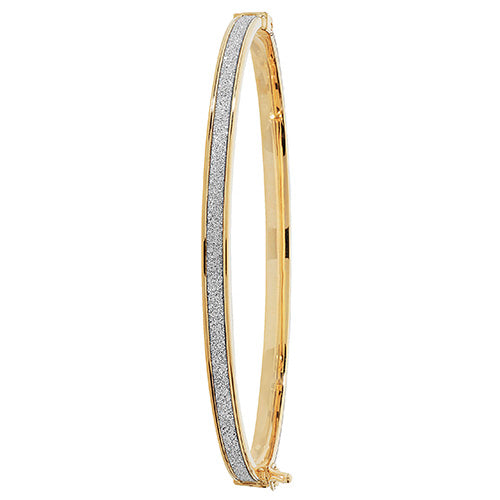 9Ct Gold Moondust Hinged Bangle - BN387