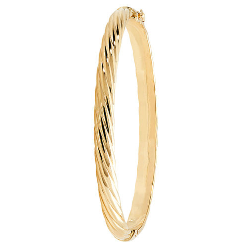 9Ct Gold Lined Design Hinged Bangle - BN397