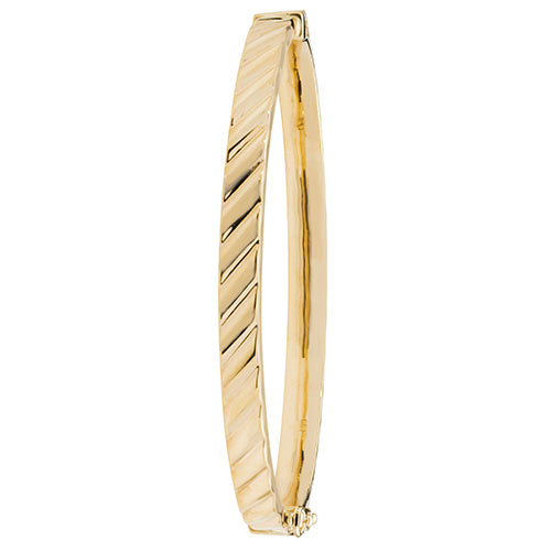 9Ct Gold Lined Design Hinged Bangle - BN401