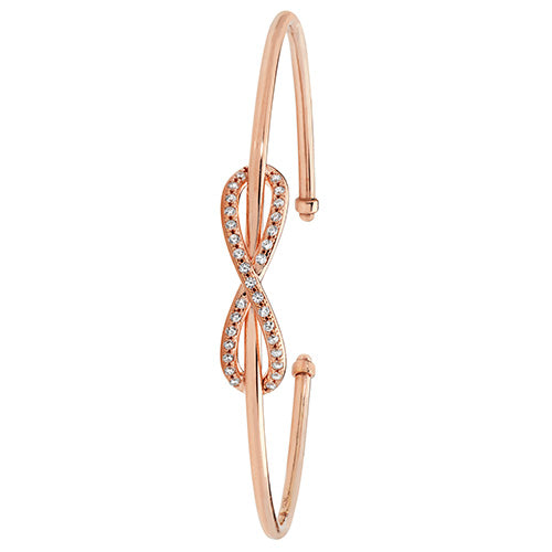 9Ct Rose Gold Cz Infinity Torc Bangle - BN403R