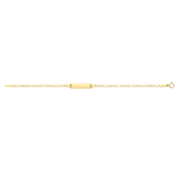9ct Gold Babies' Figaro Rectangular Id Plate Bracelet - BR243