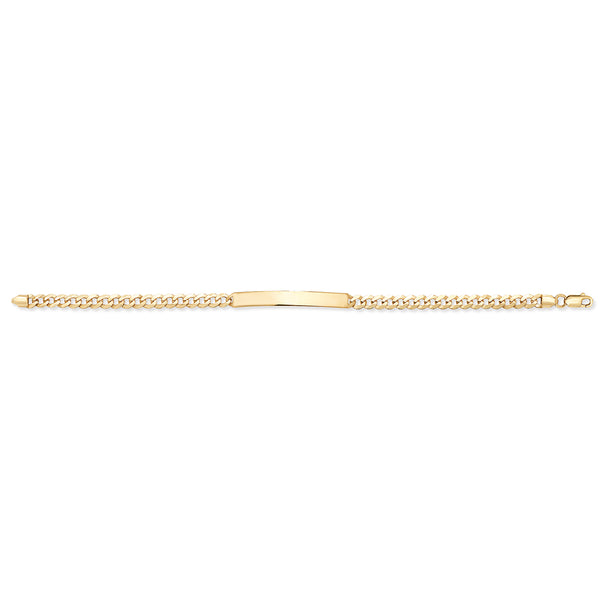 9Ct Gold Curb Rectangular Id Plate Bracelet - BR249