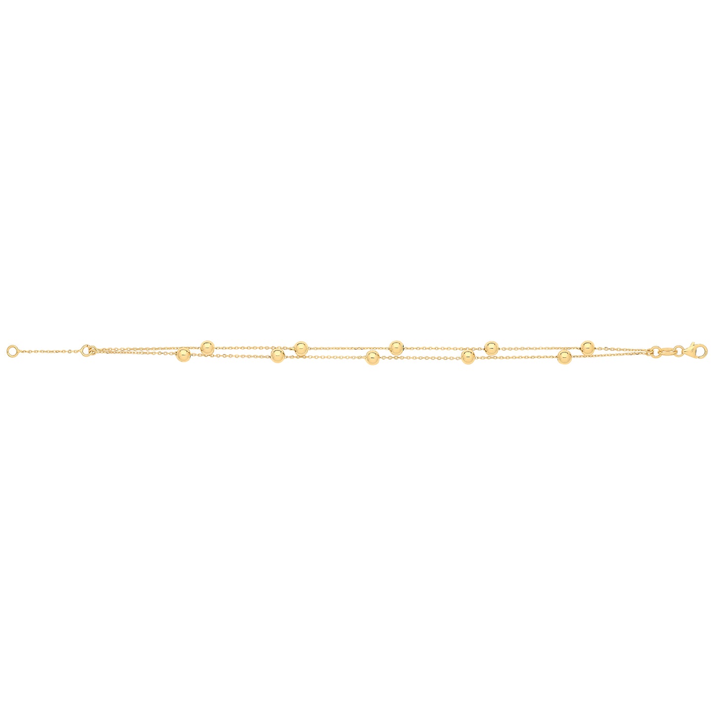 9Ct Gold Beaded Double Chain Bracelet - BR408