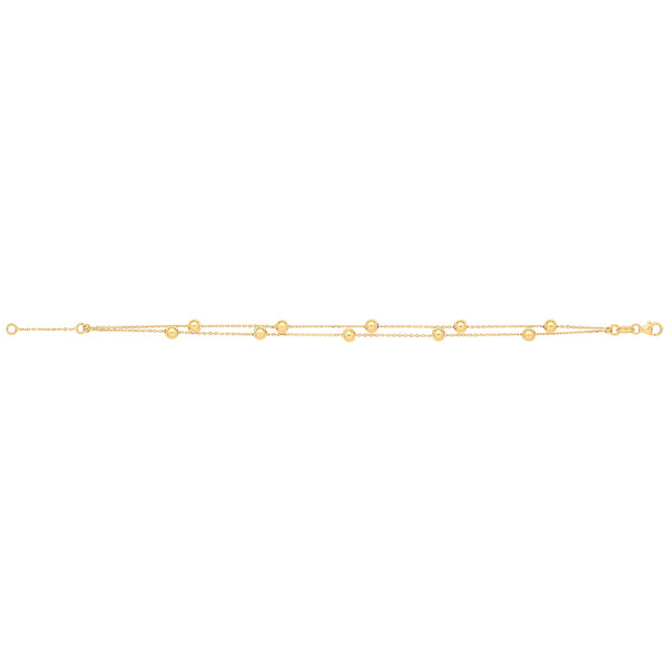 9Ct Gold Beaded Double Chain Bracelet - BR408