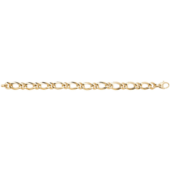 9Ct Gold Oval And Round Linked Fancy Bracelet - BR558