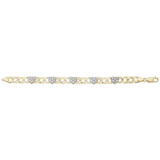 9ct Gold Cz Hearts Bracelet - BR595