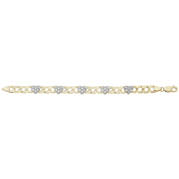 9Ct Gold Cz Hearts Bracelet - BR595/07