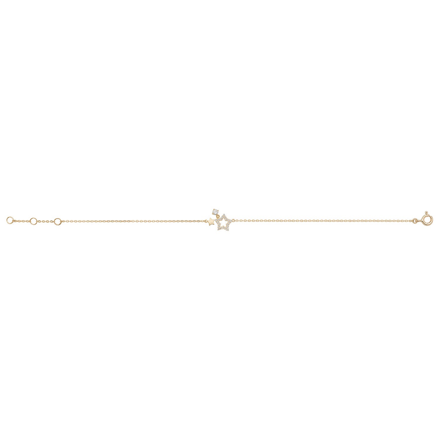 9Ct Gold Plain And Cz Star Bracelet - BR601