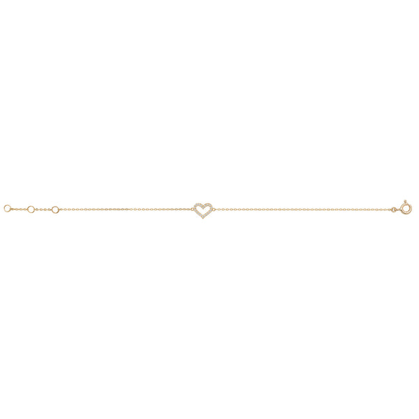 9Ct Gold Cz Heart Bracelet - BR604