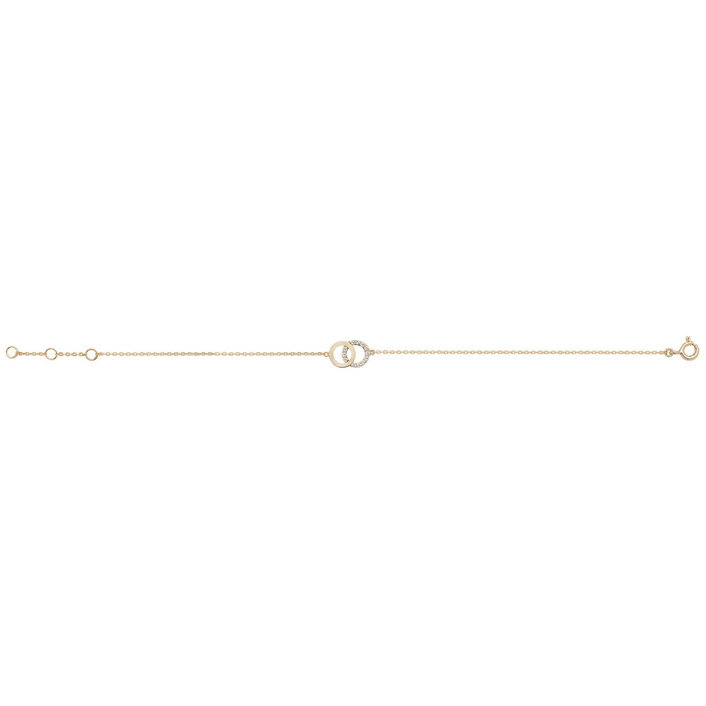 9Ct Gold Plain And Cz Entwined Circle Bracelet - BR605