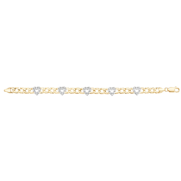 9ct Gold Cz Hearts Bracelet - BR612