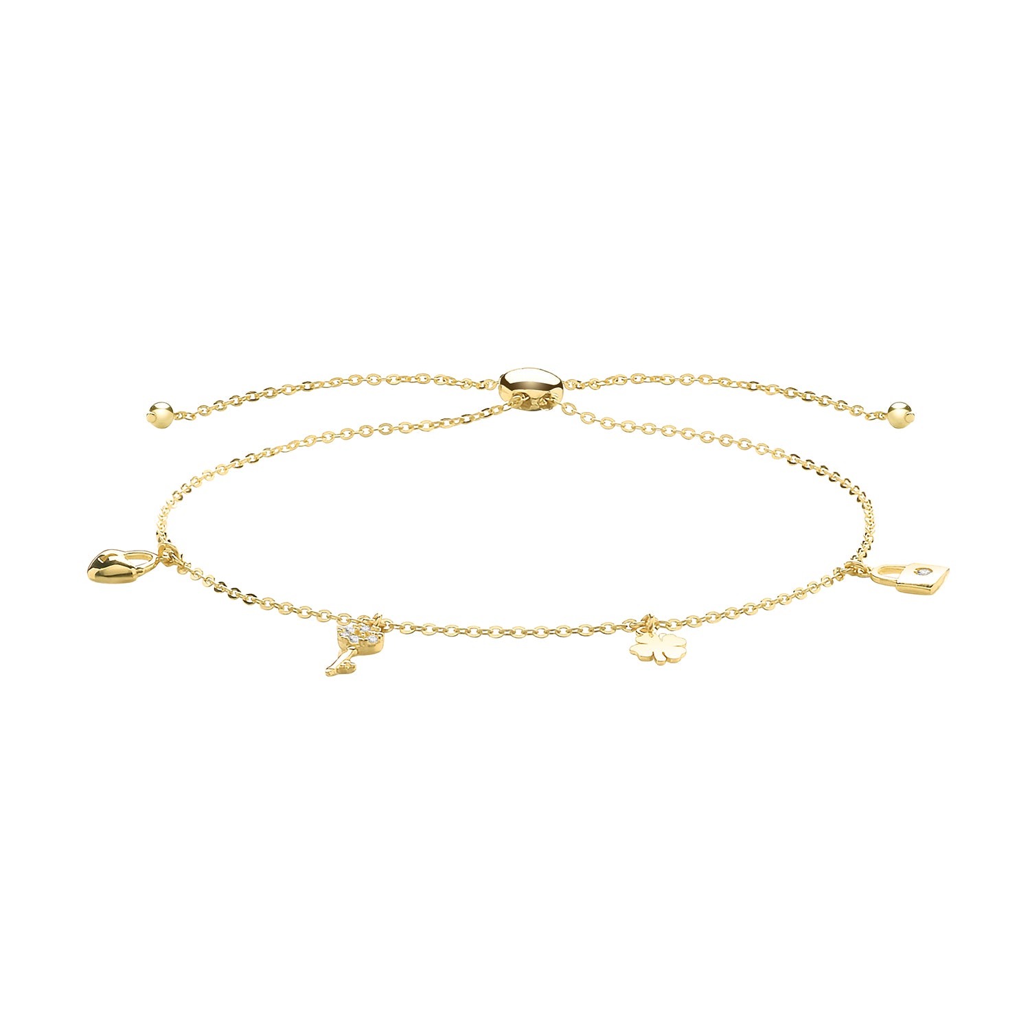 9Ct Gold Charms Pull Style Bracelet - BR626