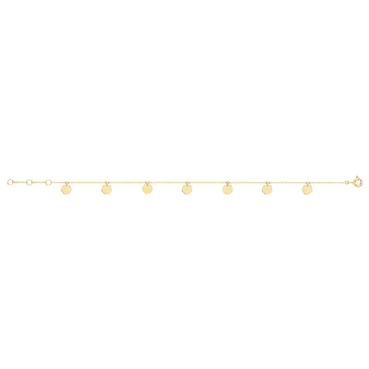 9Ct Gold Disc Charms Bracelet - BR628