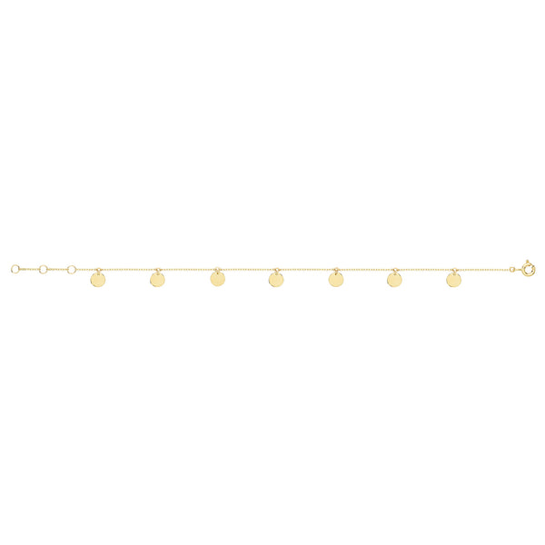 9Ct Gold Disc Charms Bracelet - BR628
