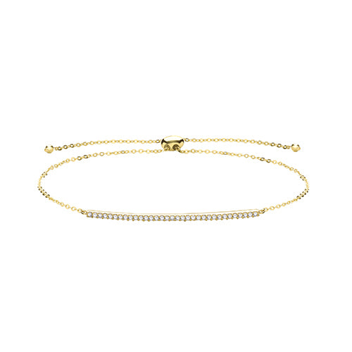 9Ct Gold Cz Bar Pull Style Bracelet - BR629