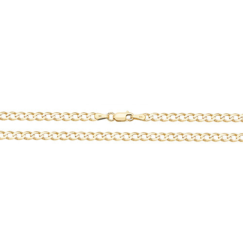 9CT Gold Flat Curb Bevelled Chain